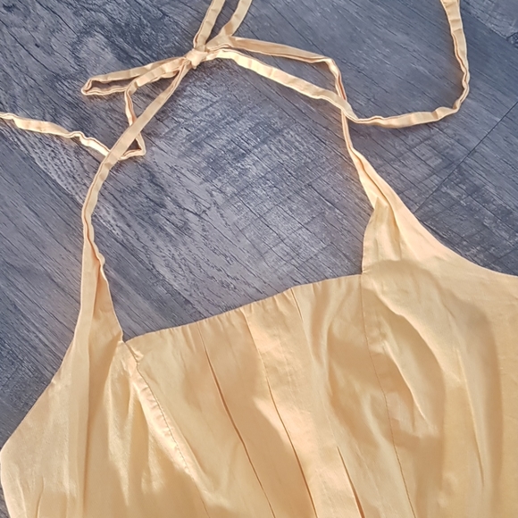 Armani Exchange yellow pleated halter dress, 4 - Picture 4 of 6